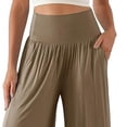 thumbnail image 5 of Women Fold Over Waist Lounge Capris Gaucho Wide Leg Flowy Cropped Pants Casual Yoga Culotte Pajama Bottom, 5 of 5