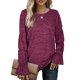 thumbnail image 1 of Jersey Cuello Redondo Manga Larga Trompeta Color Sólido Casual Cómodo Mujer Top Púrpura XXL, 1 of 5