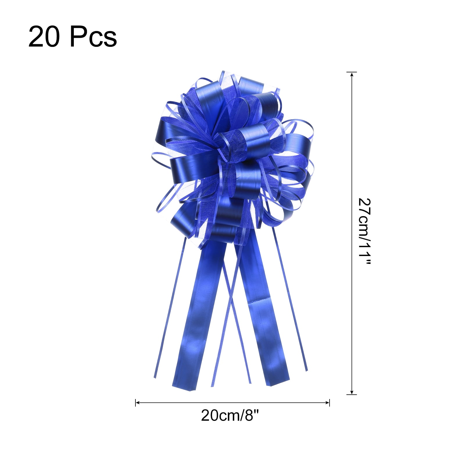Uxcell 20pcs 11" Extra Large Pull Bow Metallic Gift Wrapping Bows Ribbon Navy Blue for Wedding Baskets Presents