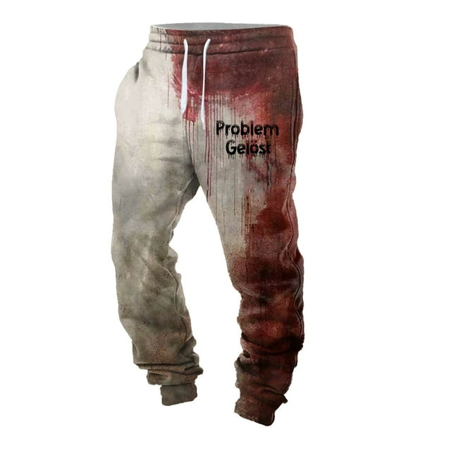 Men's Casual Halloween Pants Scary Print Lightweight Problem Solving Comfortable Stretchable Trousers for Party