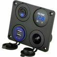 thumbnail image 1 of Panel de enchufes de cargador 4 en 1, toma de corriente con enchufe de cargador USB doble de 12 V 4,2 A y voltímetro LED, azul, 1 of 5