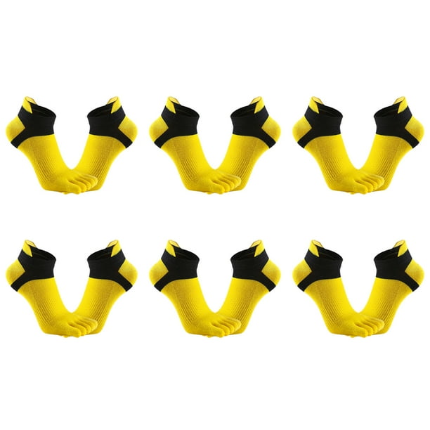 Greeniant Calcetines de algodón con cinco dedos para hombre, 6 uds., entrenador deportivo, calcetines para correr con los dedos, transpirables Uniforme atlético amarillo Greeniant PS9127-03