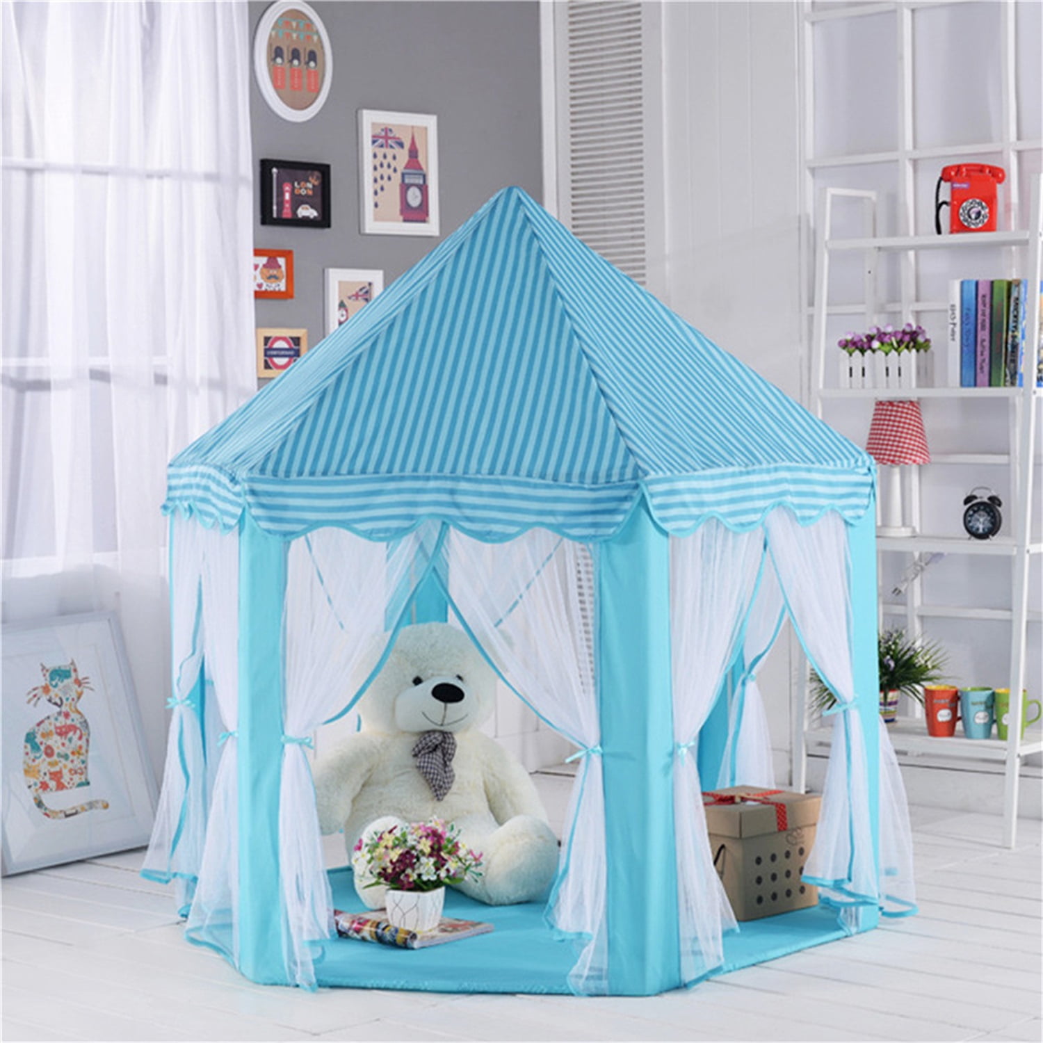 Kids Play Tents for Girls, Princess Castle Toy Tent, Toddler Children Play House, Hexagon 55''x53'' Kids Play Tents for Girls, Princess Castle Toy Tent, Toddler Children Play House, Hexagon 55''x53''
