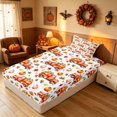 thumbnail image 5 of Homewish HFarm Truck Pumpkin Twin Sheets, Autumn Maple Leaf Bedding, White Orange, 3pcs (1 Flat Sheet, 1 Fitted Sheet and 1 Pillowcase), 5 of 6