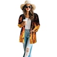 thumbnail image 2 of SCRAWLGOD Fire Print Women's Open Front Cardigan Lightweight Long Sleeve Tops for Women Size 2XL Comfortable Sweater Jacket for Women Dressy for Daily Life, 2 of 7