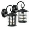 thumbnail image 2 of JONATHAN Y Cadiz 6" 1-Light Iron/Seeded Glass Cottage Rustic Scrolled Lantern LED Outdoor Sconce, Black (Set of 2), 2 of 9