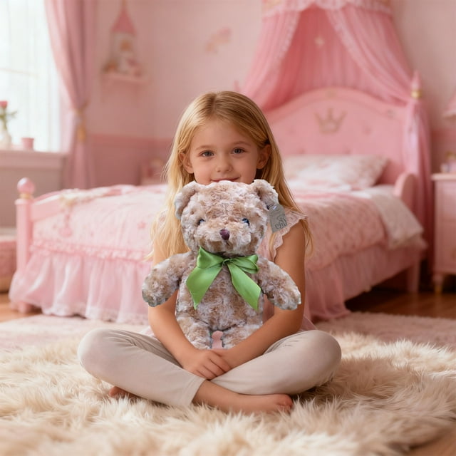 cpengpj Valentines Day Teddy Bear Plastic Cuddly Toy with Ribbon, Soft Multicolor Gift for Kids Children's Activities