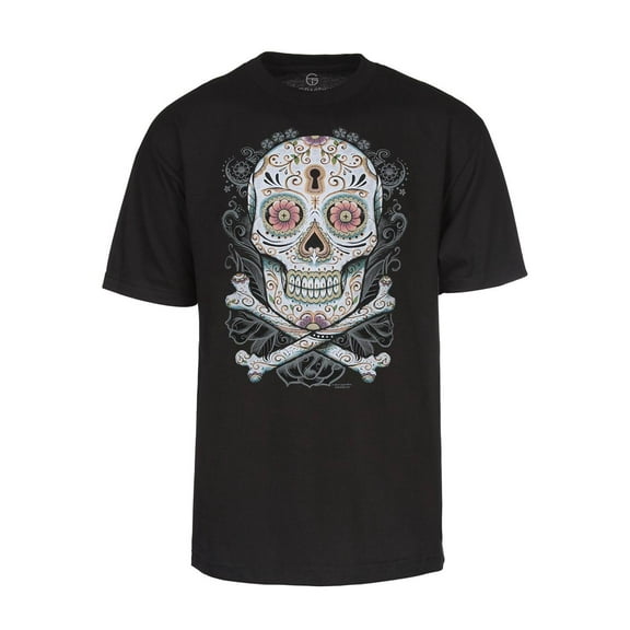 Men's Day of the Dead Short Sleeve Shirt, Black L