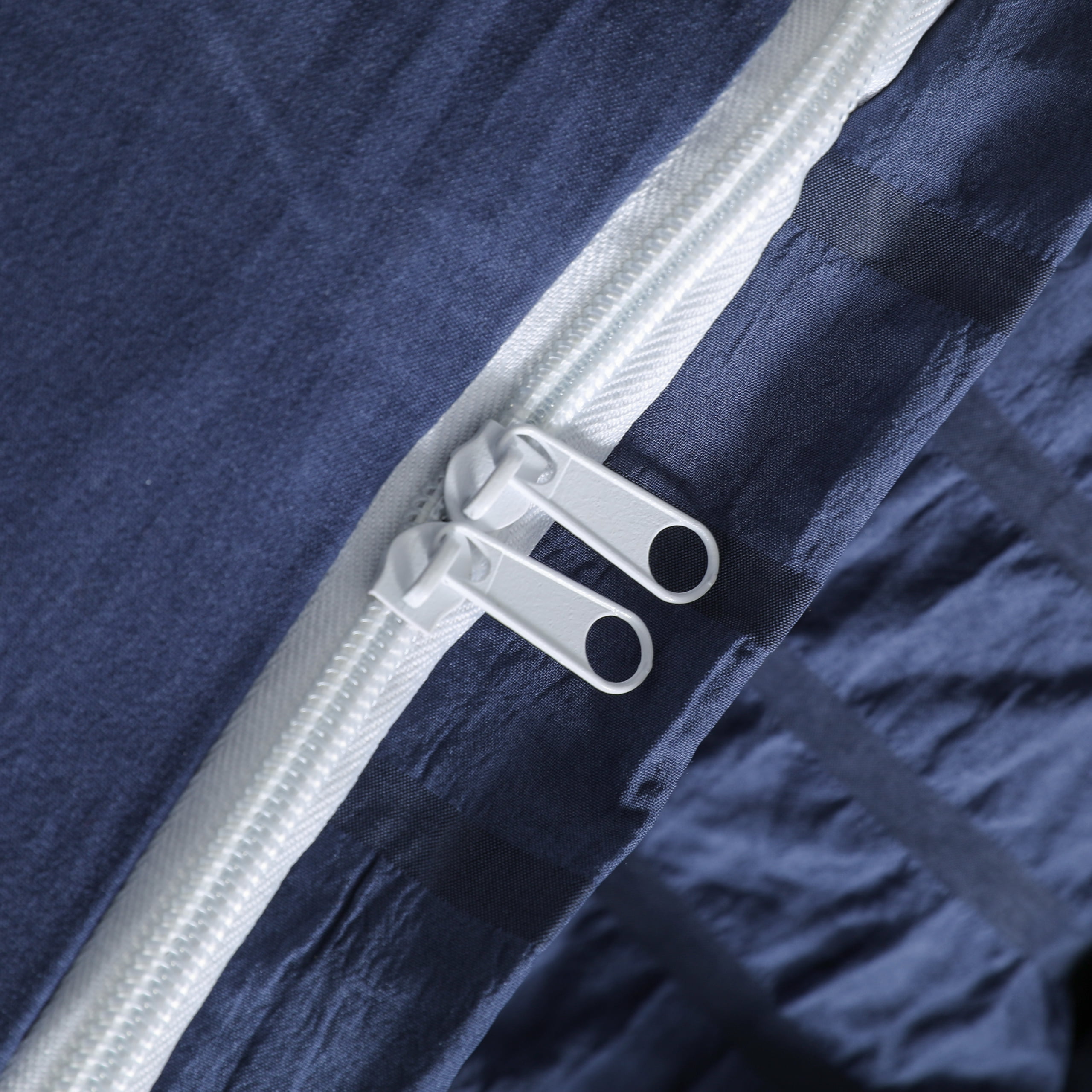 Flxxie Seersucker Textured Duvet Cover Pillow Sham Set with Corner Ties, Twin, Navy Blue, 2-Pieces