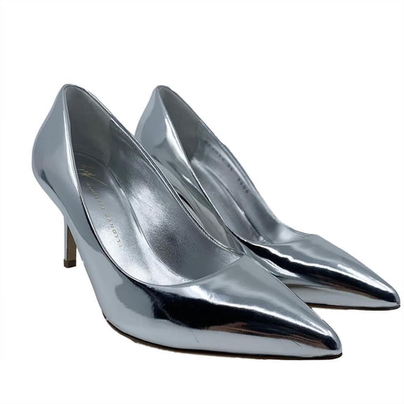 Giuseppe Zanotti Women's Leather Pointed Toe Pump Heels Silver