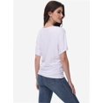 thumbnail image 3 of Womens Solid Short Sleeve V-Neck Boat Neck Dolman Top with Side Shirring Drape Tunic, 3 of 6
