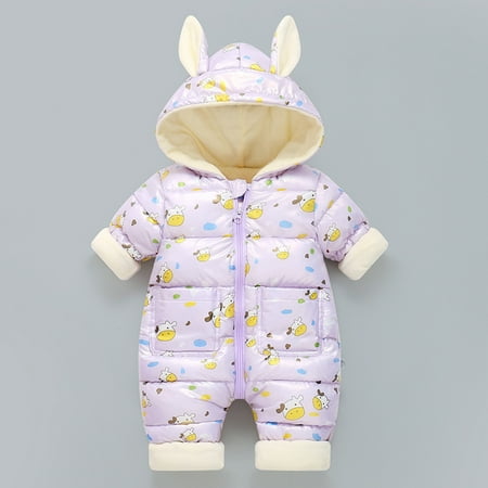 

ZMHEGW Jacket For Toddler Infant Boys Girls Long Sleeve Winter Cartoon Rabbit Ears Zipper Hooded Newborn Jumpsuit Romper