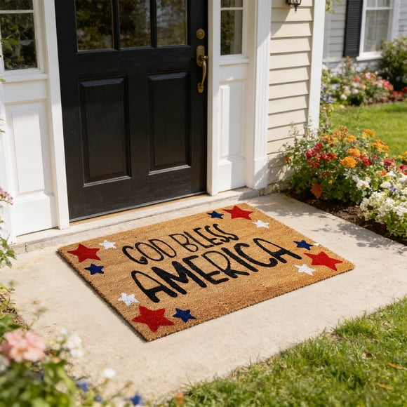 Felpudo antideslizante con estampado patriótico – Felpudo duradero y fácil de limpiar para interiores y exteriores, ideal para la entrada o para decorar en el Día de la Independencia.