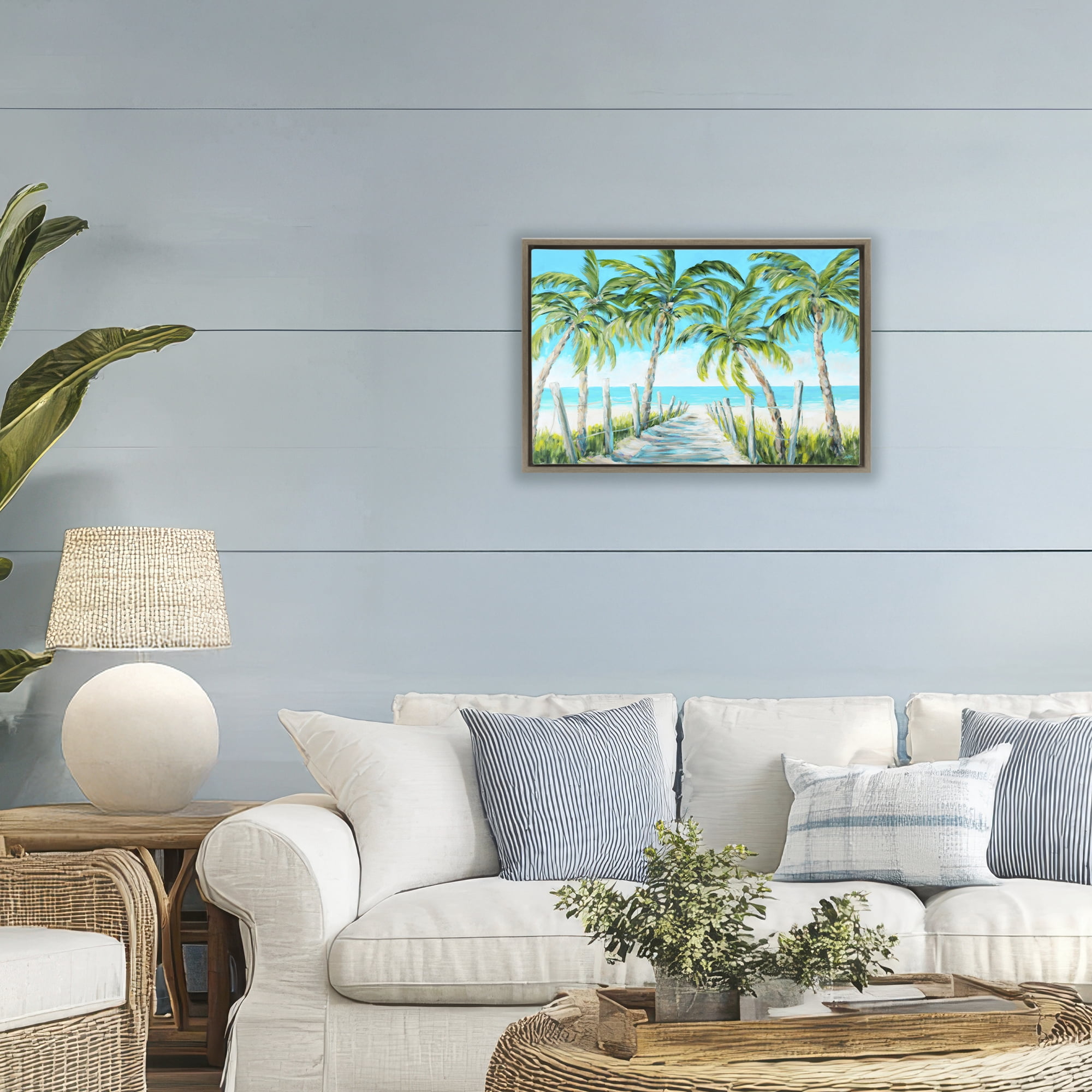 Stupell Industries The Path To Paradise Brown Framed Floater Canvas Wall Art, design by Julie DeRice