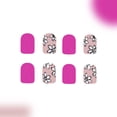 thumbnail image 3 of Drrntien 24 Pcs Short Square Stick on Nail Glossy Full Cover False Nail Flowers Press On Nail Manicures Supplies for Woman, 3 of 7
