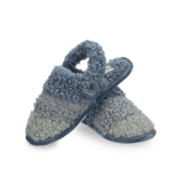 MeMoi Kids' Shaggy Fur Plush Close Toed Slippers (XS, Blue)