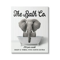 Stupell Industries Vintage Bath Ad Elephant Animals & Insects Painting Gallery Wrapped Canvas Print Wall Art, 16 x 20