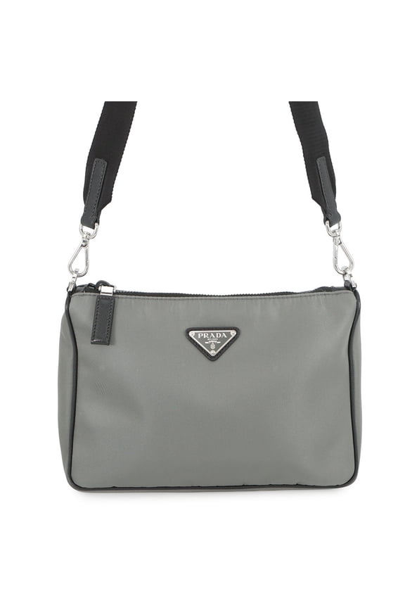 Pre-Owned Prada Shoulder Bag Triangle Bicolor Nylon Leather 2VH113 PRADA Handbag