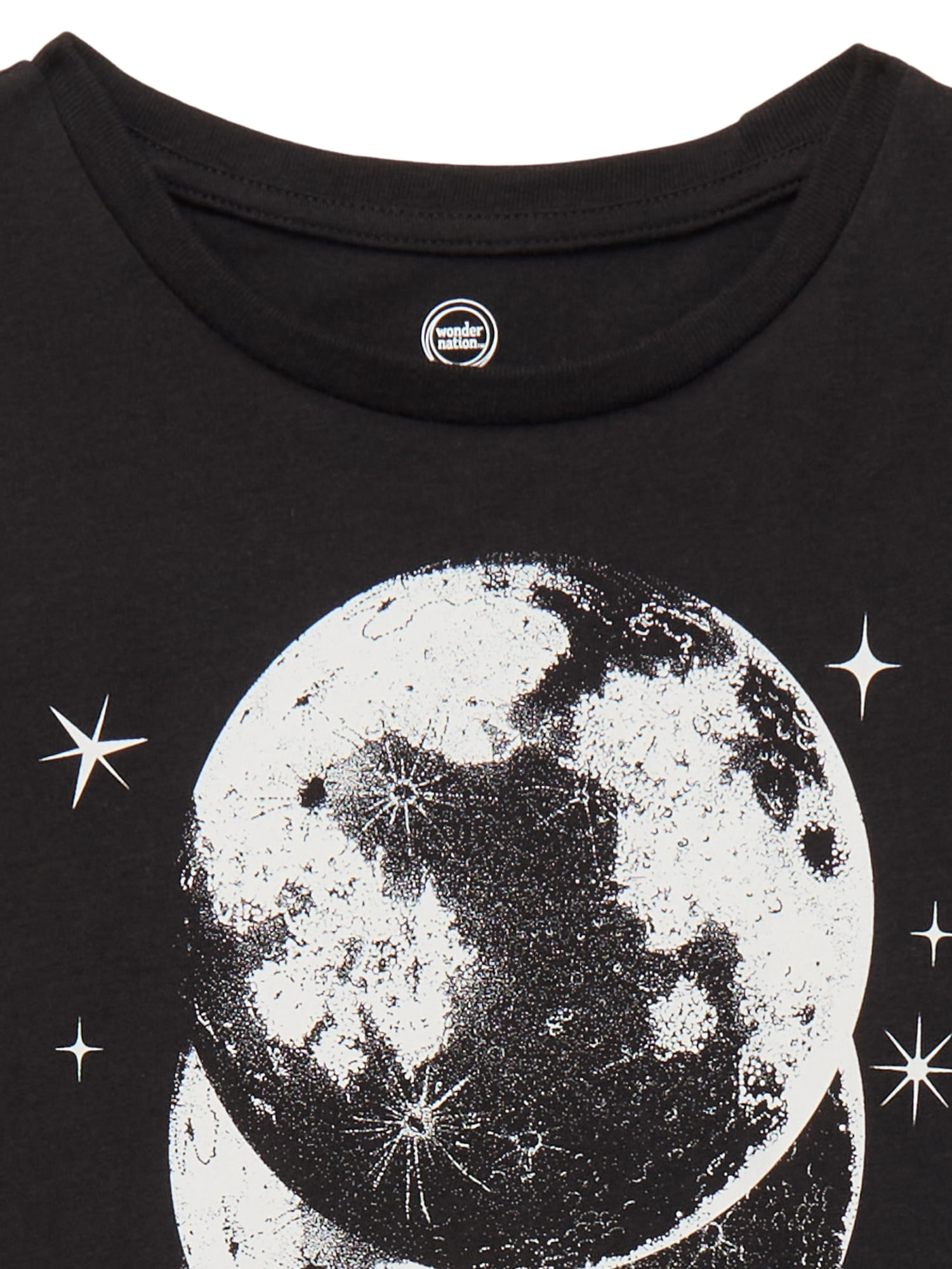 Wonder Nation Girls NASA Moons Graphic Tee with Short Sleeves, Sizes 4-18