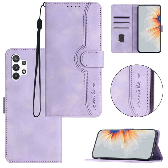 Wallet Case for Samsung A13 4G, with Card Slots [RFID Blocking],Durable Flip Folio Kickstand Magnetic Closure Leather Wallet Wrist Strap Women Men Case for Samsung Galaxy A13 4G, Purple