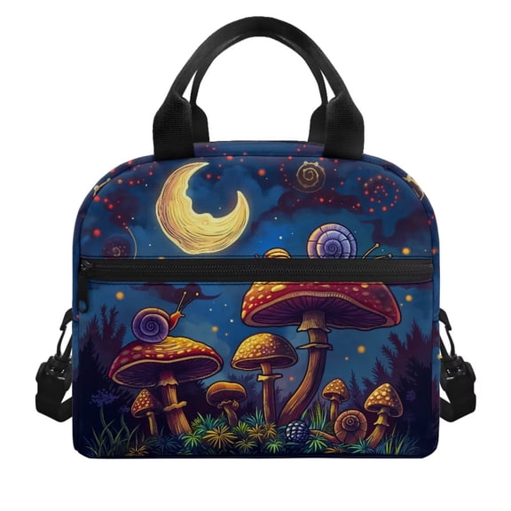Yuyamidu Aesthetic Mushroom Lunch Box for Kids 8-12 Snail School Lunch Bag for Teen Girls 4th Grade Elementary/Middle School Lunchbox with Adjustable Strap Front Pockets Students Gifts