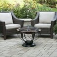 thumbnail image 6 of Blue Sky Outdoor Living 29” Round Steel Fire Pit; Porcelain Enamel Fire Bowl, Screen, Lift; Bronze, 6 of 7