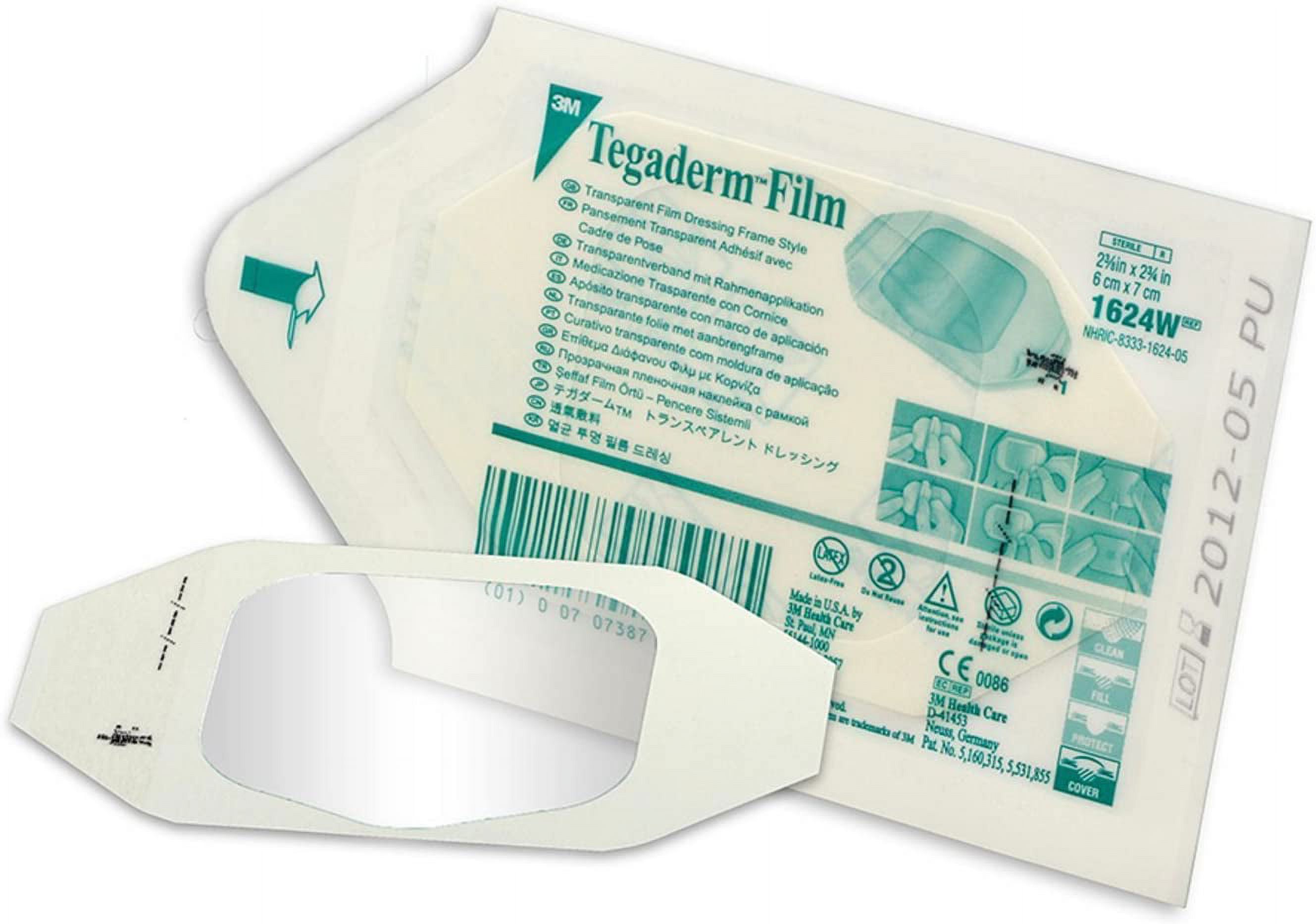 3M Tegaderm 1624W Transparent Film Dressing 2 3/8" x 2 3/4" - Window Frame Box: 100