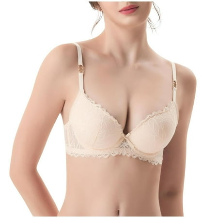 Yyeselk Women s Lace Push Up Bra Lift Plunge Full Coverage Underwire Bra Seamless Comfort Breathable Bra Daily Bra Beige XXXXXL