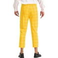 thumbnail image 3 of INSPIRE CHIC Plaid Printed Pants for Men's Pleated Front Colorful Checked Cropped Trousers 30 Yellow, 3 of 4