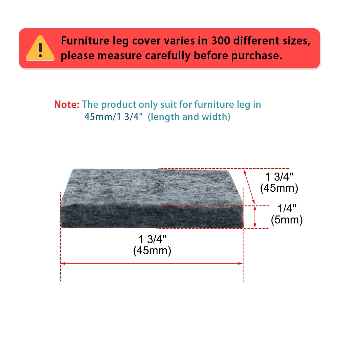 Unique Bargains  Furniture Leg Caps Floor Protector 4 Pcs 1.77" x 1.77" x 0.20"