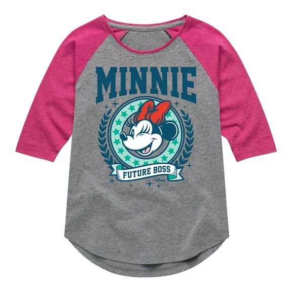 Disney - Minnie Preppy Future Boss - Toddler & Youth Girls Raglan Graphic T-Shirt