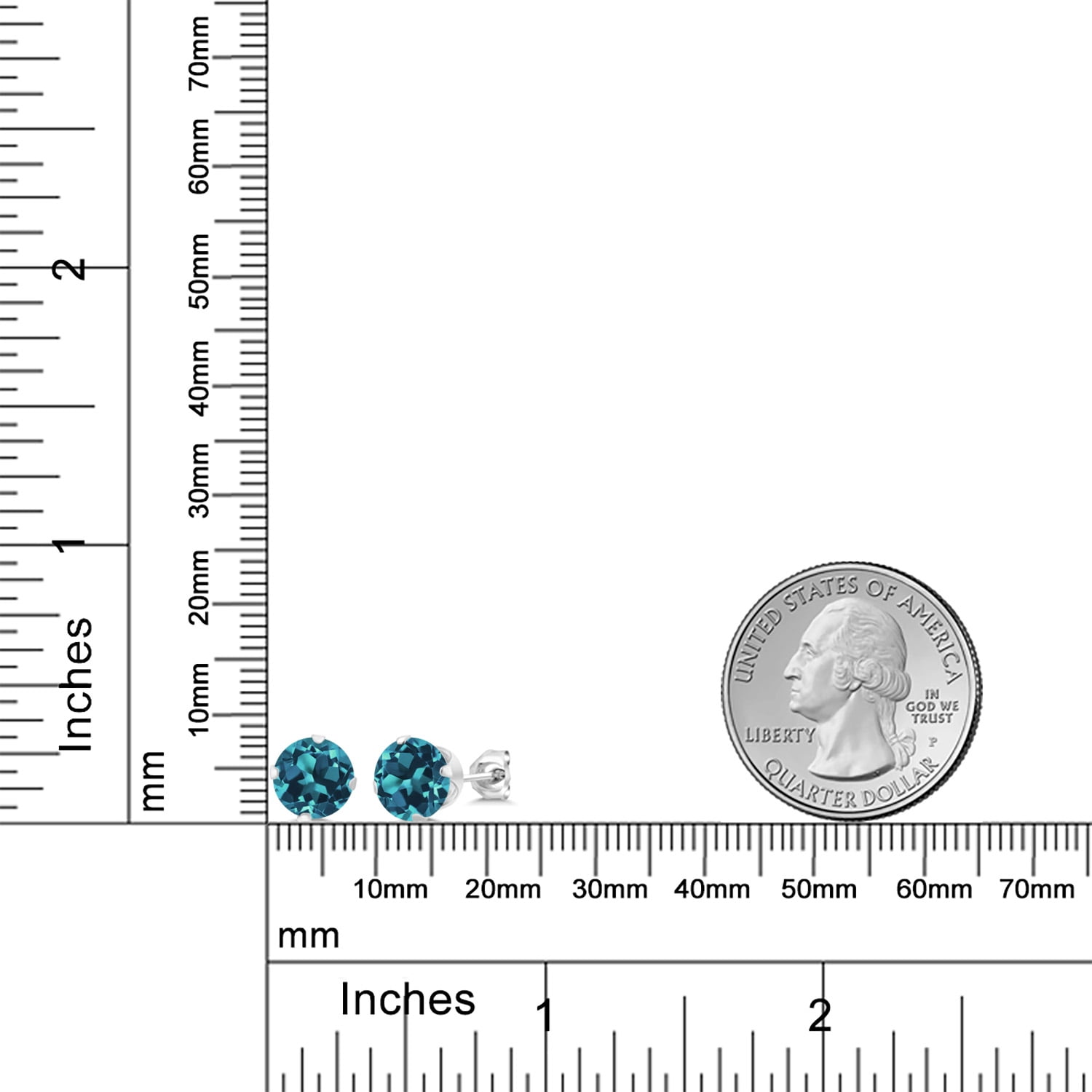 Gem Stone King 925 Sterling Silver London Blue Topaz Stud Earrings for Women Men (3.40 Cttw, Gemstone Birthstone, Round 7MM)