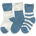 thumbnail image 4 of Lian Style Children's 3 Pairs Combed Cotton Crew Socks Stripes Blue Size0M-6M, 4 of 4