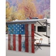 thumbnail image 5 of 4th of July RV Awning Sun Shade Screen 9'X7' Vintage American Flag Mesh Sunscreen Retro Wood Grain Awning Shade Screen with Zipper UV Blocker Completed Kits Outdoor Canopy for RV Motorhome Camper, 5 of 7