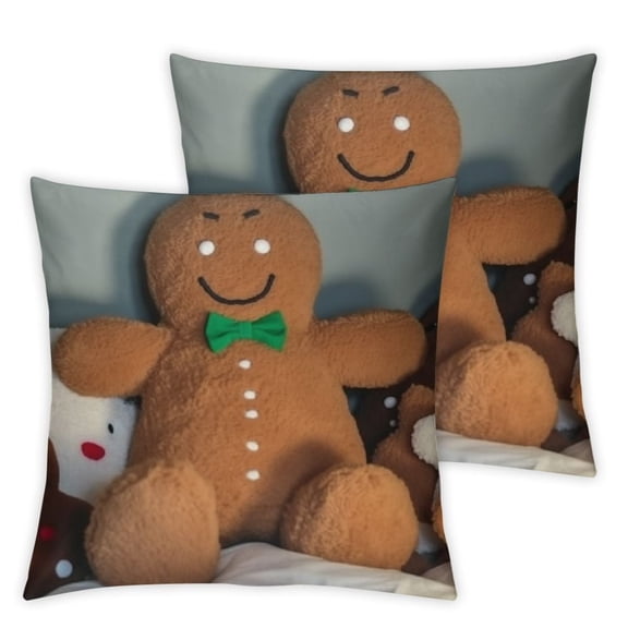 Christmas Gingerbread Man Pillow Plush Funny Gingerbread Shaped Throw Pillow Winter Holiday Decorative Pillow Cute Gingerbread Pillow Stuffed for Couch Sofa Bed Decoration