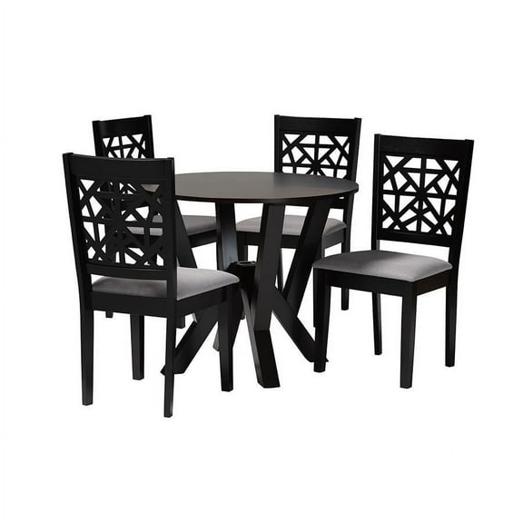Baxton Studio Felice 5-Piece Modern Fabric/Wood Dining Set in Dark Brown/Gray