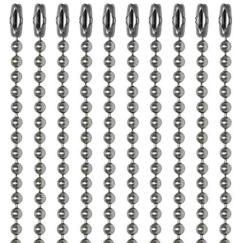 Pull Chain Extension, 30 Inch, Brushed Nickel Beaded Ball Chain With Connector, Pack Of 10