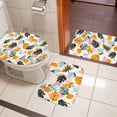 thumbnail image 5 of Summer Tropical Plant Bathroom Rugs Set Yellow Pink Leaf Pastoral Style Non Slip Absorbent Soft Bath Mats 3 Piece Set with Bathroom Rug, U-Shaped Floor Mat, Toilet Seat Cover Large Size, 5 of 9