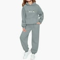 thumbnail image 2 of Fesfesfes Kids Winter Printed Hooded Sweatshirt with Cuffed Jogger Pants Fleece Lined Warm 2 Piece Set Boys Girls Casual Sporty Outfit Long Sleeve Hoodie Tracksuit(Gray#2,7-8 Years), 2 of 5