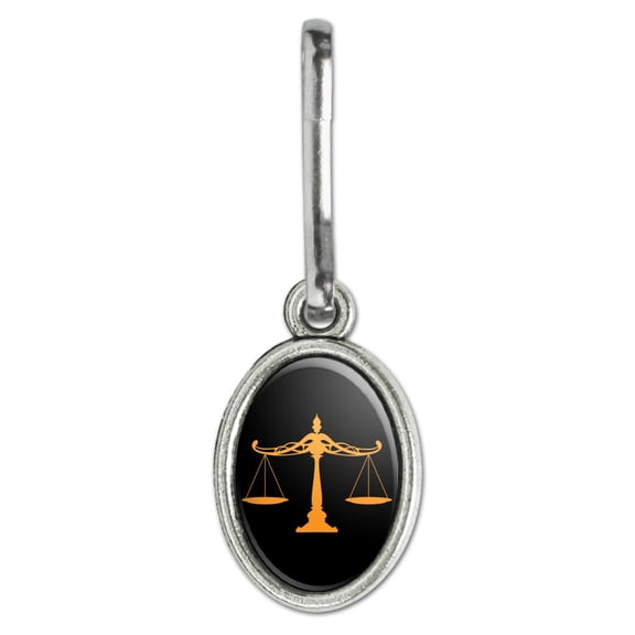 Scales Of Justice Legal Lawyer Antiqued Oval Charm Clothes Purse Suitcase Backpack Zipper Pull Aid