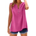 thumbnail image 3 of Summer Tops for Women 2026 Trendy Sleeveless Cotton Linen Shirt Casual Button v Neck Tunic Blouses Outfits, 3 of 7
