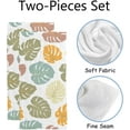 thumbnail image 2 of Coolnut Fingertip Hand Towels, Set of 2 Pcs Floral Jungle Ornament with Monstera Leaf Absorbent Face Bath Towels for Bathroom Kitchen, 30"x15", 2 of 6