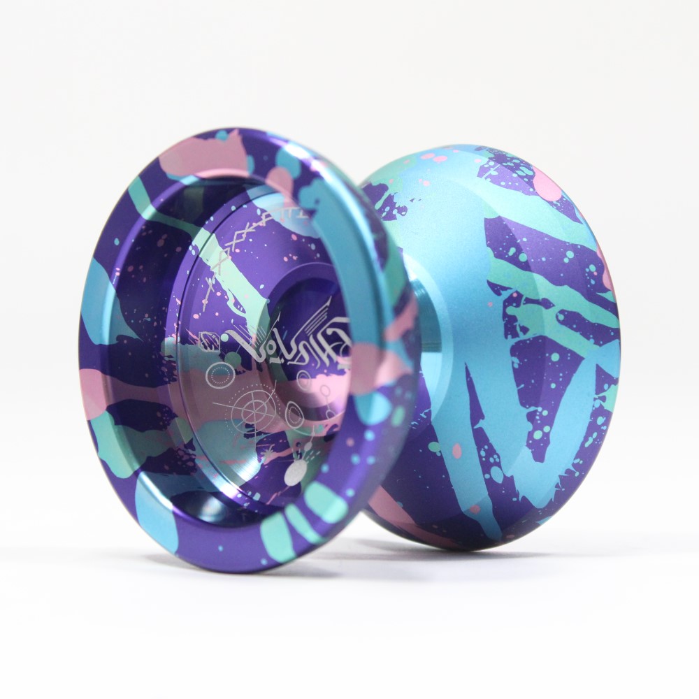 C3yoyodesign Epiphanion Yo-Yo - William Chow Design - Full Size Metal YoYo (Purple/Blue/Pink Splash)