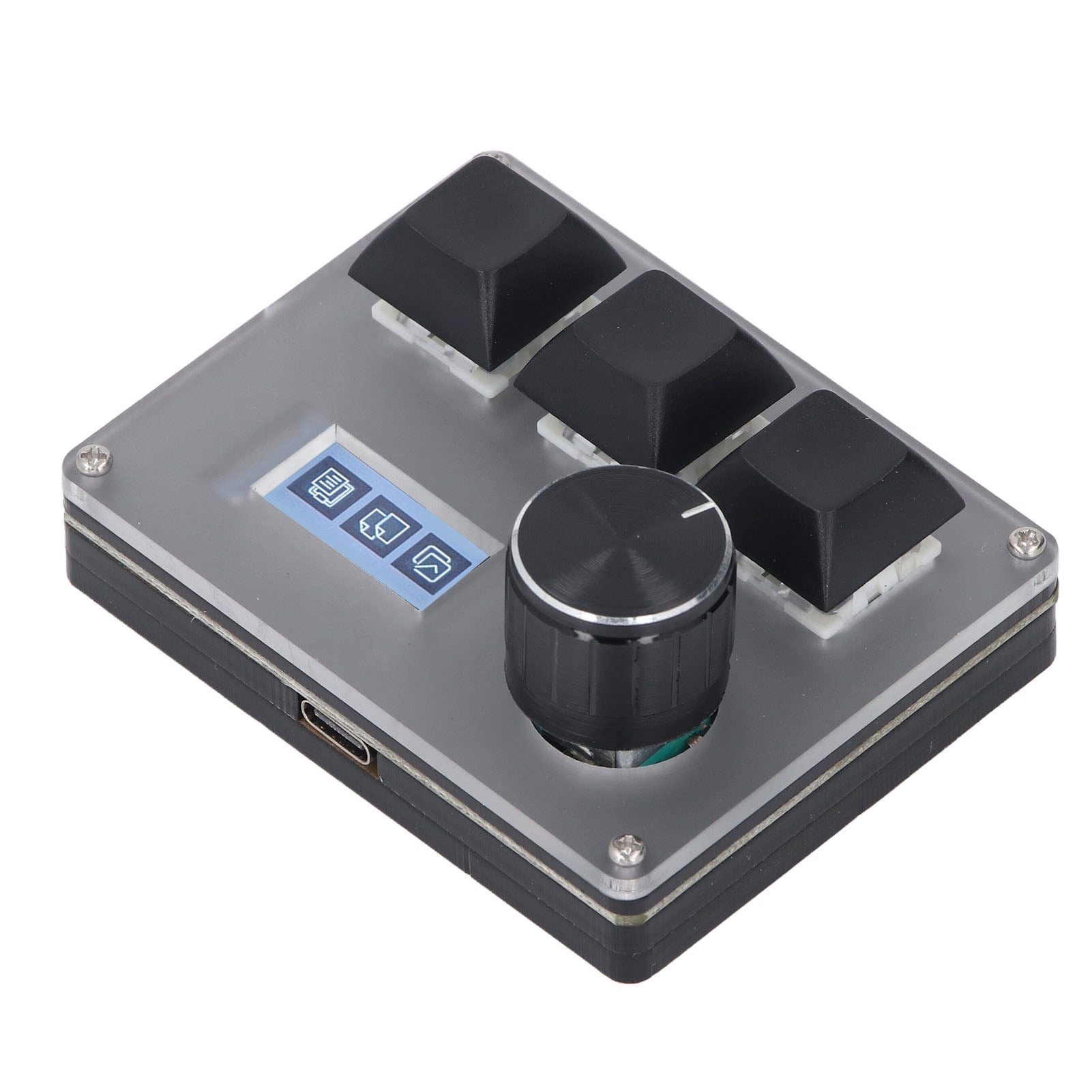 M Buder 3 Keys Small Keyboard Customizable Wired Keypad with Knob RGB Light Macro Hot Swap 0.96 Inch Color LCD Screen Mini Gaming Keyboard for PC Mac 3 x 2.3 x 1.6 inches / 7.5 x 5.8 x 4.0 cm