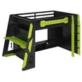 thumbnail image 1 of taoruifang green Full Size Wood Loft Bed with Desk, Multi-storage Shelves and RGB Light, 1 of 18