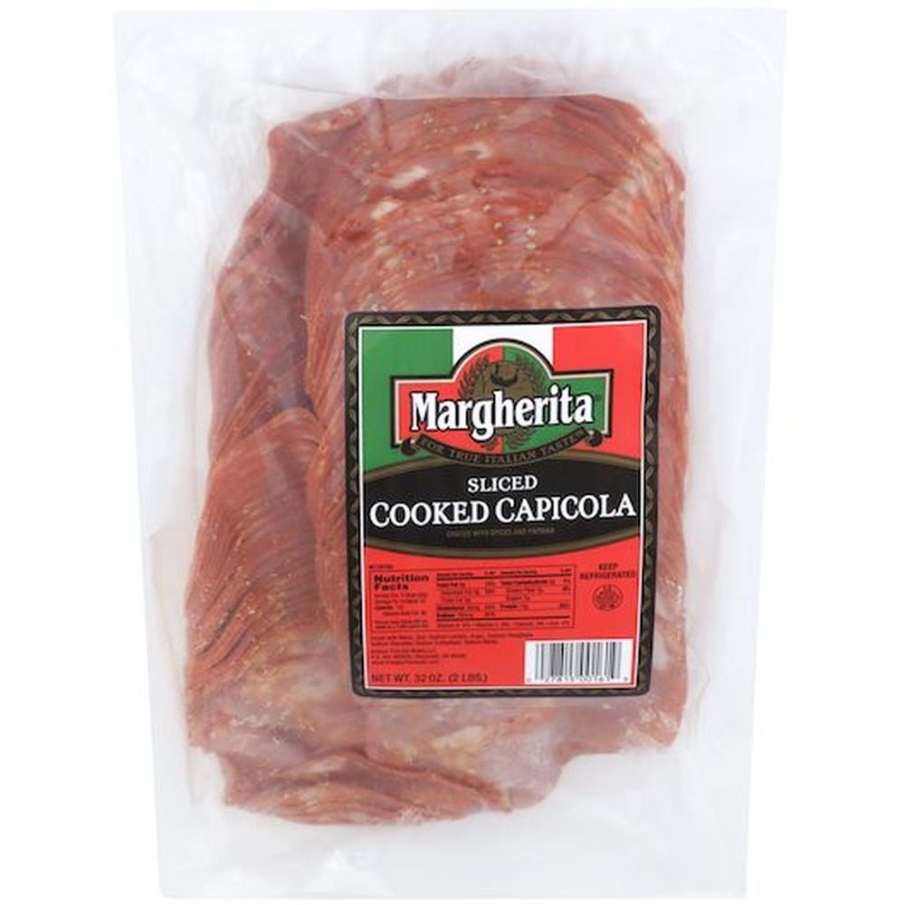 Margherita Sliced Cooked Capicola, 2 Pound 5 per Case.
