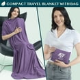thumbnail image 2 of PAVILIA Soft Compact Travel Blanket and Pillow, Foldable Airplane Blanket in Bag, Lightweight Portable Flight Blanket Set with Luggage Strap, Camping Plane Car Home Office Gift Accessories, Purple, 2 of 8