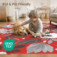 thumbnail image 4 of ODIKA 6'x9' Washable Area Rug Red Gray Blossom Harmony Vintage Garden Elegant Floral Array with Timeless Botanical for Family Room, Living Room, Master Bedroom, Non-Slip, Easy Care, 4 of 7