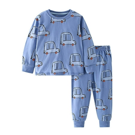 

Kids Boys Autumn Winter Homewear Car Cartoon Printed Long Sleeve Crew Neck Loose Tops and Trousers 2PC Outfits Children s Clothing 2t Boys Easter Outfit Boy Clothes Set Tracks Clothes Baby Boys