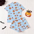 thumbnail image 4 of XIAOCHA Halloween Witch Hat Pumpkin Bat Spider Web Sleep Set For Women Flexible Waistband Loose Night Pajamas, 4 of 8